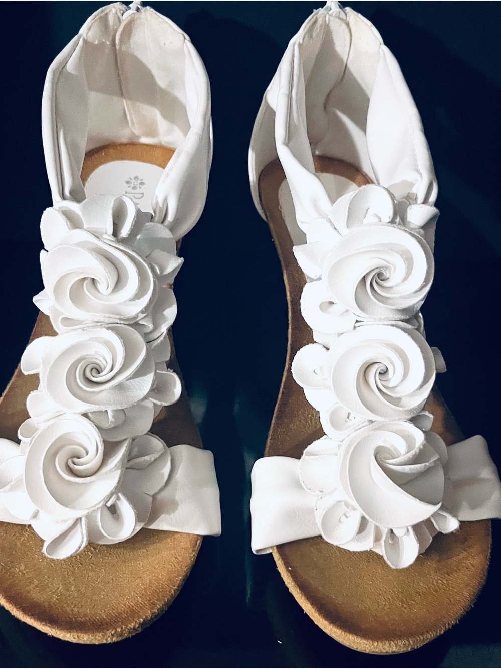Patrizia White Floral Leather Sandals for Women Sz 6